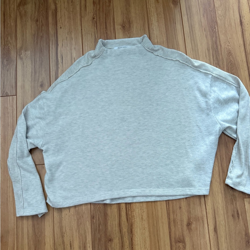 Project Social T Oatmeal Cozy Funnel Neck Sweater